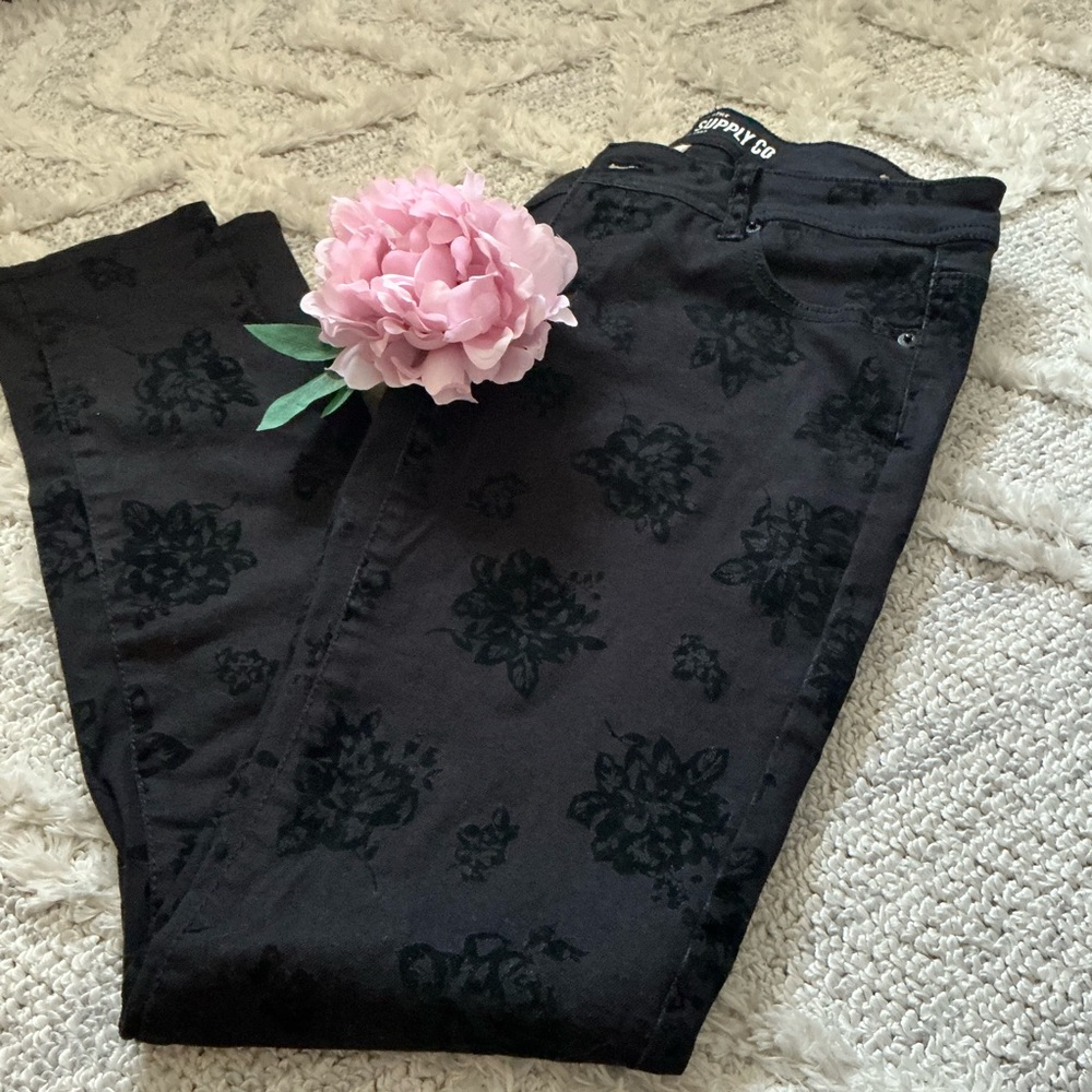 Mossimo Supply Co. Black Floral Skinny Jeans